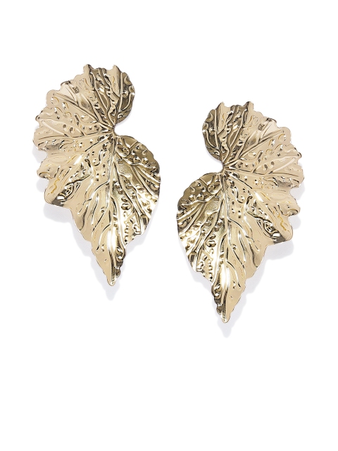 

OOMPH Gold-Toned Leaf Shaped Drop Earrings