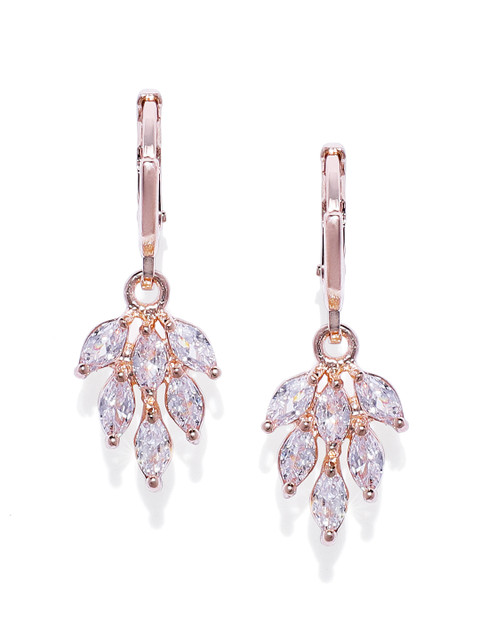 

OOMPH Rose Gold & White 18K Rose Gold Plated Floral Drop Earrings