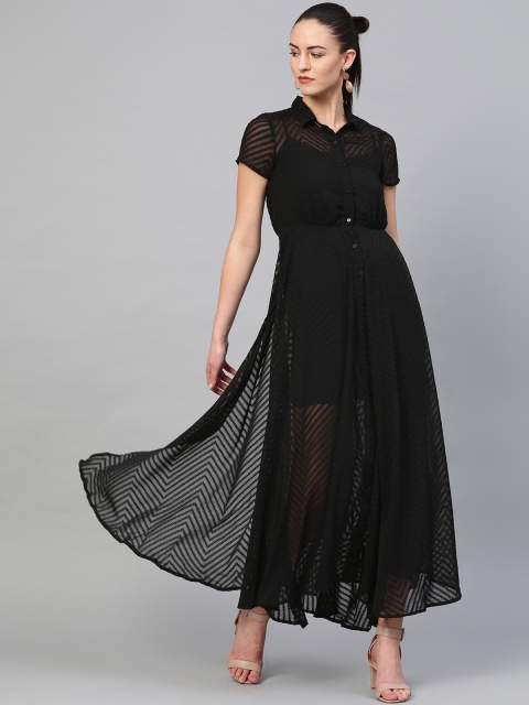 

I AM FOR YOU Women Black Printed Maxi Dress