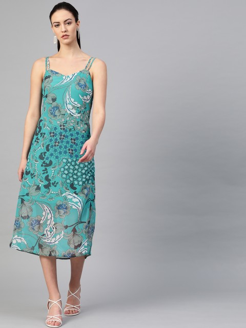 

I AM FOR YOU Women Green Floral Print A-Line Dress