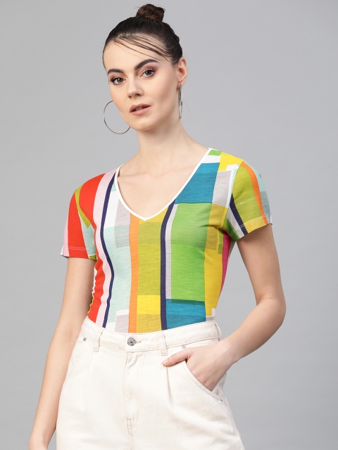 

I AM FOR YOU Women Multicoloured Printed V-Neck T-shirt, Multi