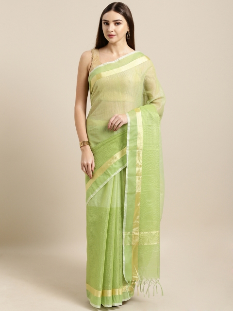 

Rajnandini Green Cotton Blend Colourblocked Kota Saree