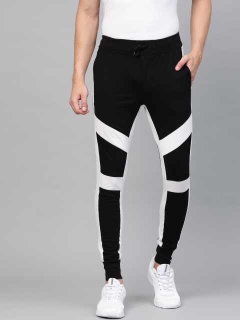 

Seven Rocks Men Black & White Colourblocked Joggers