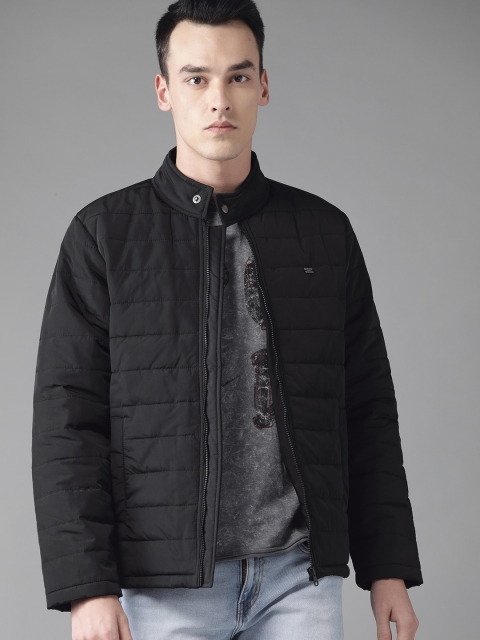 

Roadster Men Black Solid Padded Jacket