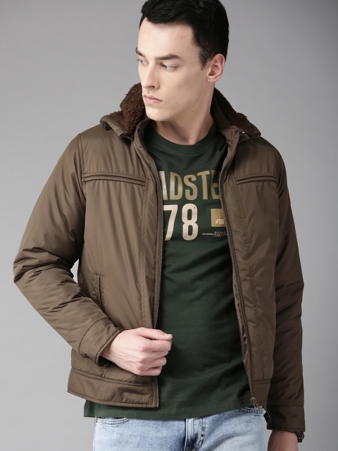 

Roadster Men Coffee Brown Solid Hooded Padded Jacket