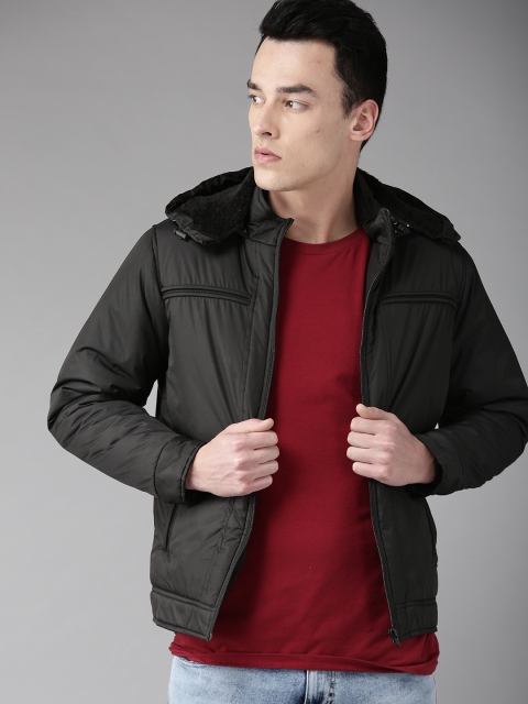 

Roadster Men Black Solid Hooded Padded Jacket