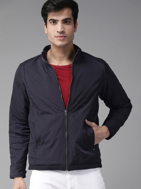 

Roadster Men Navy Blue Solid Padded Jacket