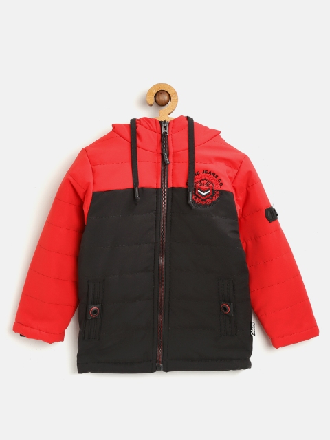 

Okane Boys Red & Black Colourblocked Hooded Padded Jacket