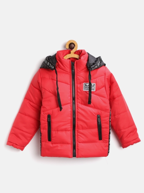 

Okane Boys Red Solid Hooded Padded Jacket