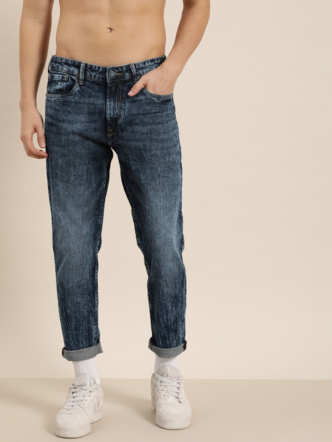 

Moda Rapido Men Blue Ankle Slim Tapered Fit Mid-Rise Clean Look Stretchable Jeans