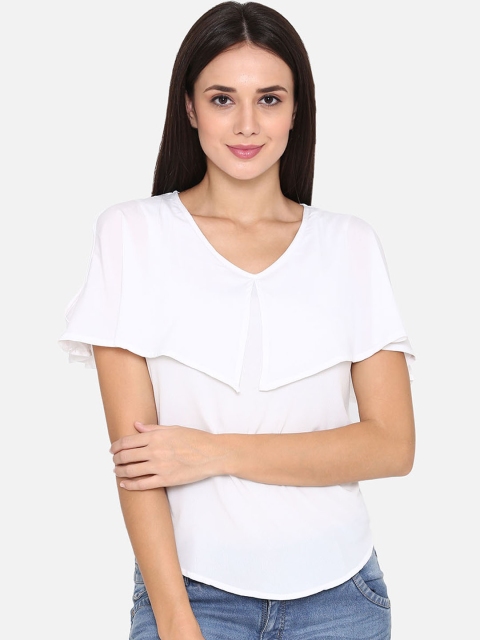 

PHWOAR Women White Solid Top
