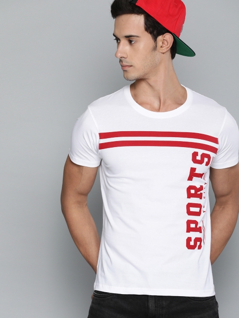 

HERE&NOW Men White Printed Round Neck T-shirt