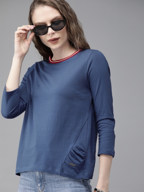 

Roadster Women Blue Solid Round Neck T-shirt