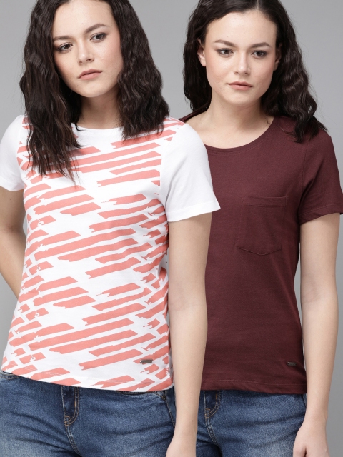 

Roadster Women Pack Of 2 T-shirt, White