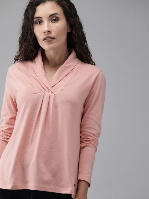 

Roadster Women Pink Solid Wrap Neck Top