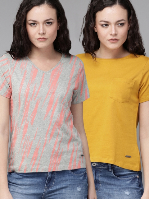 

Roadster Women Pack Of 2 T-shirt, Grey