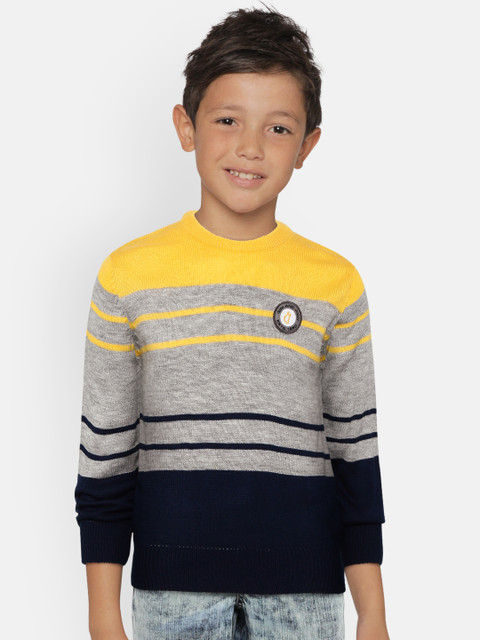 

Gini and Jony Boys Yellow & Navy Striped Pullover with Brooches