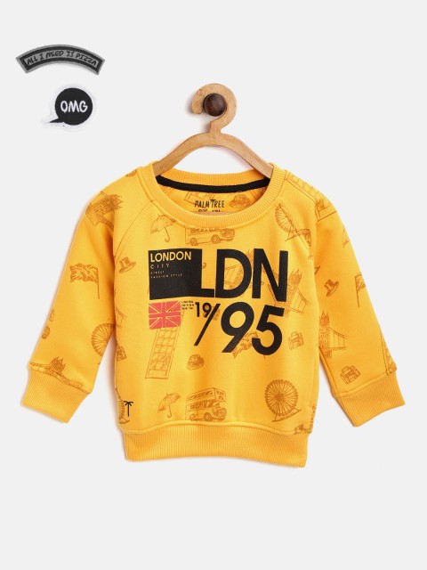 

Palm Tree Boys Mustard Yellow & Black Printed Sweatshirt