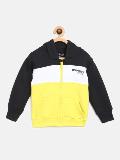 

Gini and Jony Boys Yellow & White Colourblocked Hooded Sweatshirt
