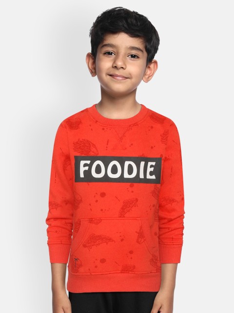 

Palm Tree Boys Red & Black Typography Print Sweatshirt with Brooches