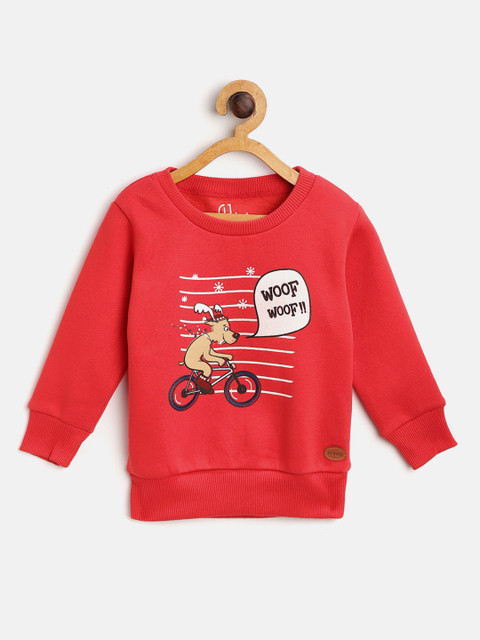 

Gini and Jony Boys Red Printed Sweatshirt