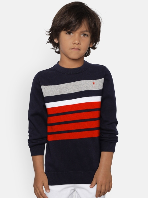 

Palm Tree Boys Navy Blue & Red Striped Pullover Sweater