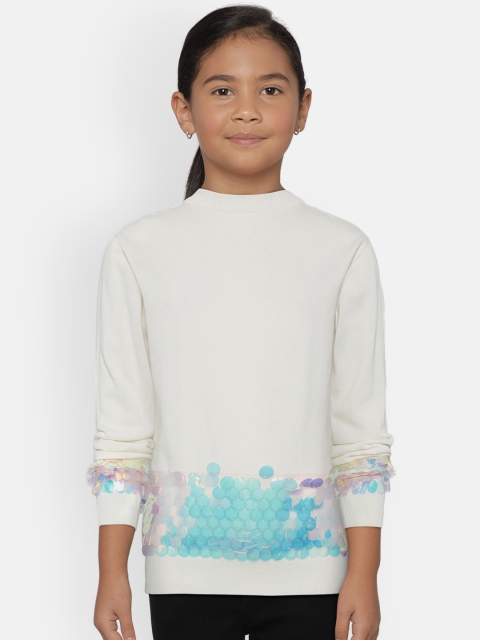 

Gini and Jony Girls White Mermaid Sequinned Pullover Sweater