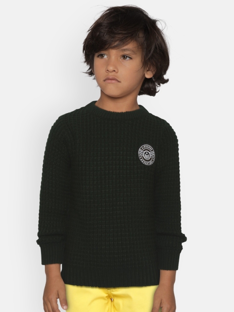 

Palm Tree Boys Dark Olive Green Self Design Pullover Sweater