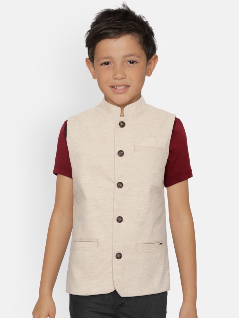 

Gini & Jony Boys Beige Solid Nehru Jacket