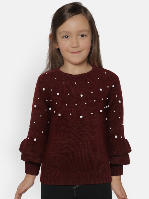 

Gini and Jony Girls Burgundy Beaded Pullover Sweater
