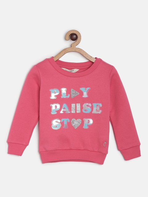

Gini and Jony Girls Pink Printed Sequinned Sweatshirt