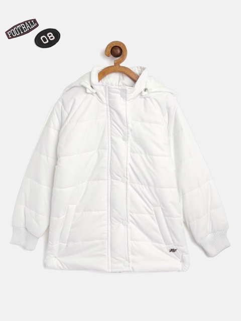 

Gini and Jony Girls White Printed Back Hooded Padded Jacket