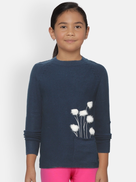

Gini and Jony Girls Navy Blue Solid Pullover Sweater with Chocker