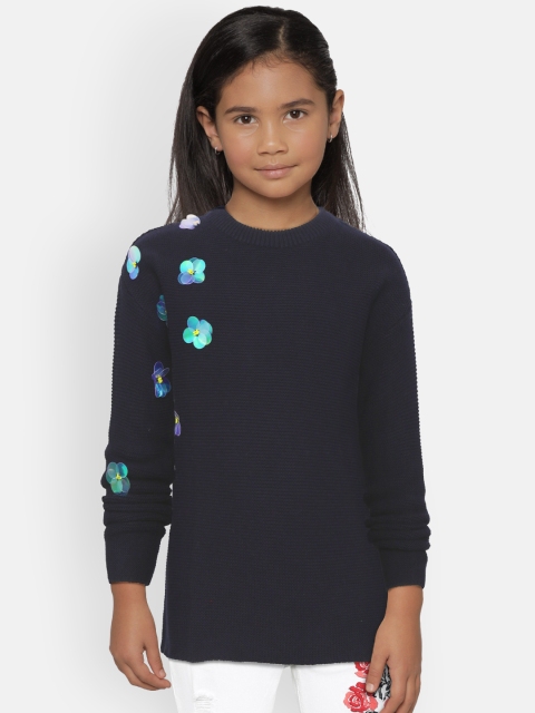 

Gini and Jony Girls Navy Blue Sequinned Pullover Sweater