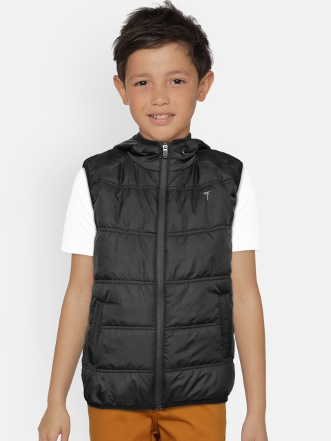 

Palm Tree Boys Black Solid Padded Hooded Jacket