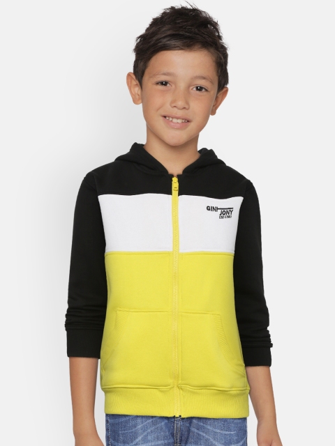 

Gini and Jony Boys Yellow & White Colourblocked Hooded Sweatshirt