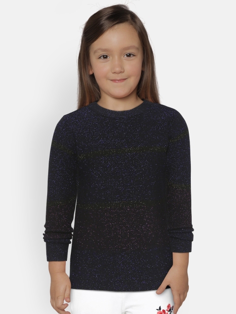

Gini and Jony Girls Navy Blue & Black Striped Pullover Sweater