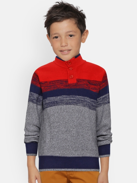 

Gini and Jony Boys Red & Grey Striped Pullover with Brooches