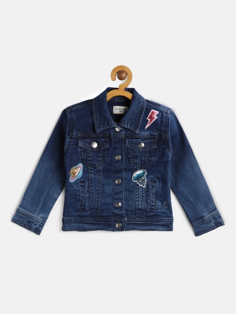 

Gini and Jony Girls Blue Solid Denim Jacket