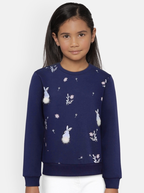 

Gini and Jony Girls Blue Printed Sweatshirt with Hairband