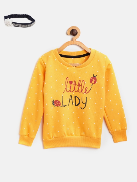 

Gini and Jony Girls Yellow Printed Sweatshirt with Hairband