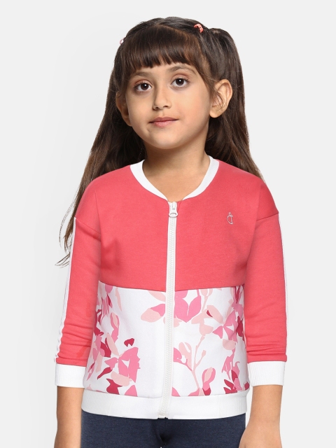 

Gini and Jony Girls Coral Pink & White Floral Print Sweatshirt with Hairband