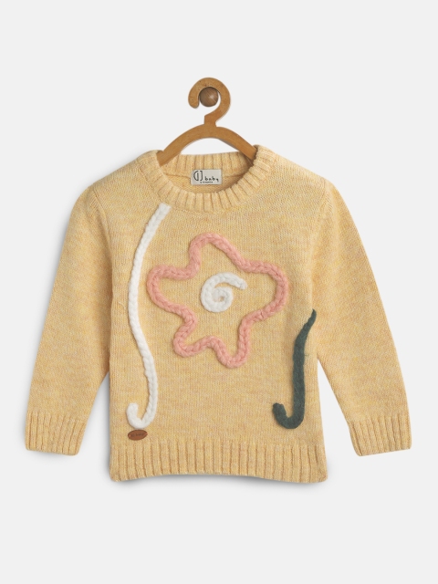 

Gini and Jony Girls Yellow Self Design Pullover Sweater
