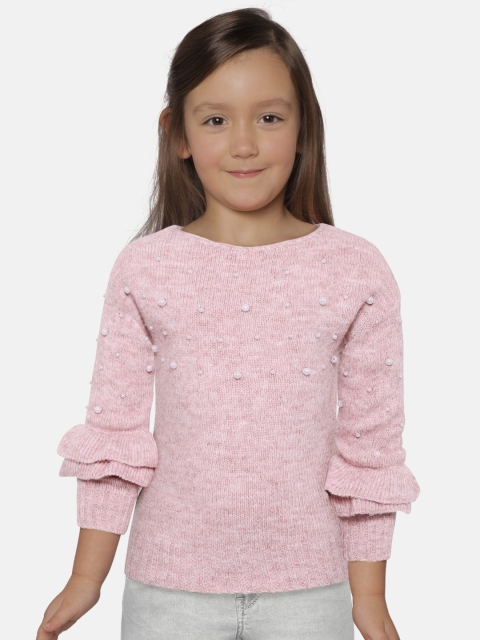 

Gini and Jony Girls Pink Beaded Pullover Sweater