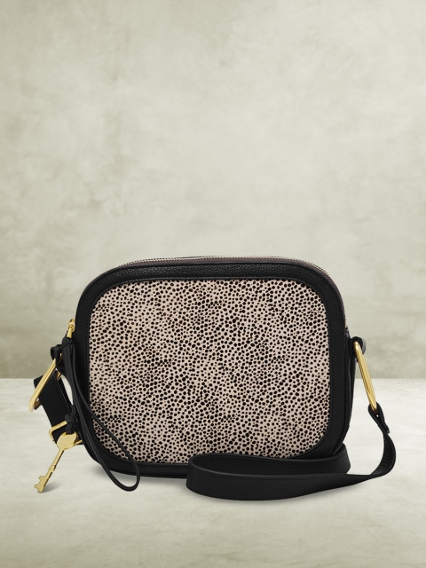 

Fossil Beige & Black Printed Sling Bag