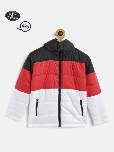 

Gini and Jony Boys Red & White Colourblocked Hooded Padded Jacket