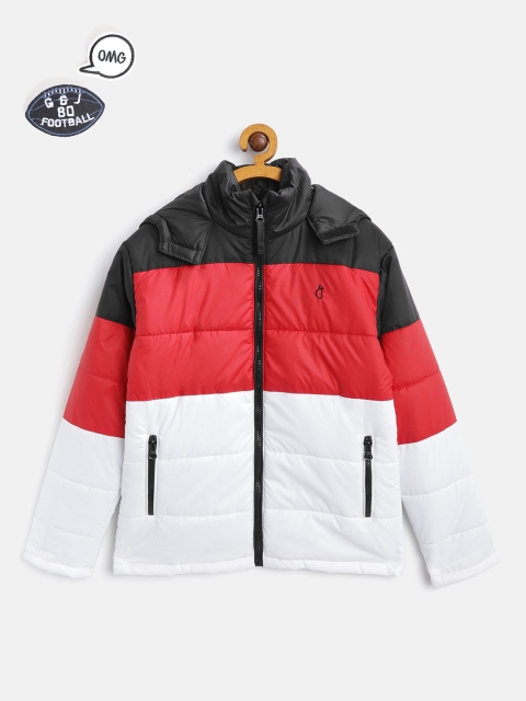

Gini and Jony Boys White & Red Colourblocked Hooded Padded Jacket