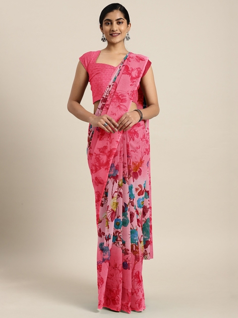 

Triveni Pink Printed Poly Georgette Saree