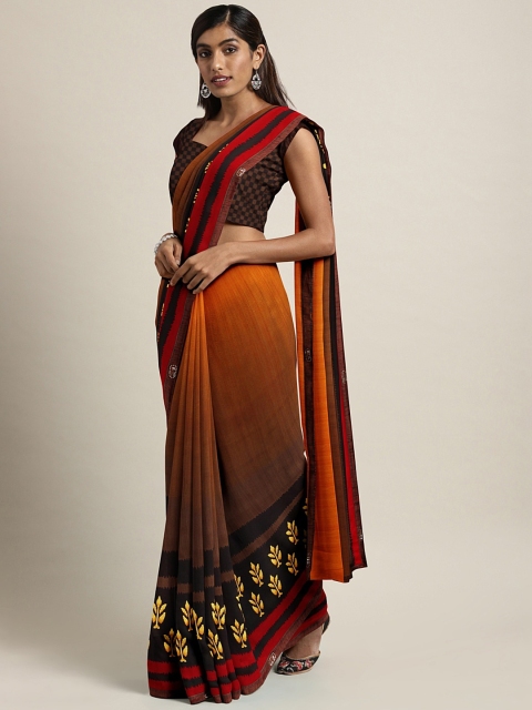 

Triveni Orange & Black Poly Georgette Printed Saree