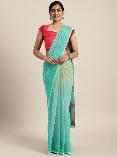 

Triveni Sea Green Printed Poly Chiffon Saree